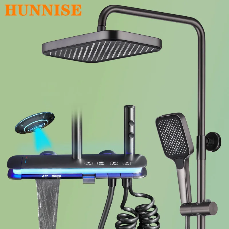 Светодиодный цифровая Душевая система смесители качественный латунный