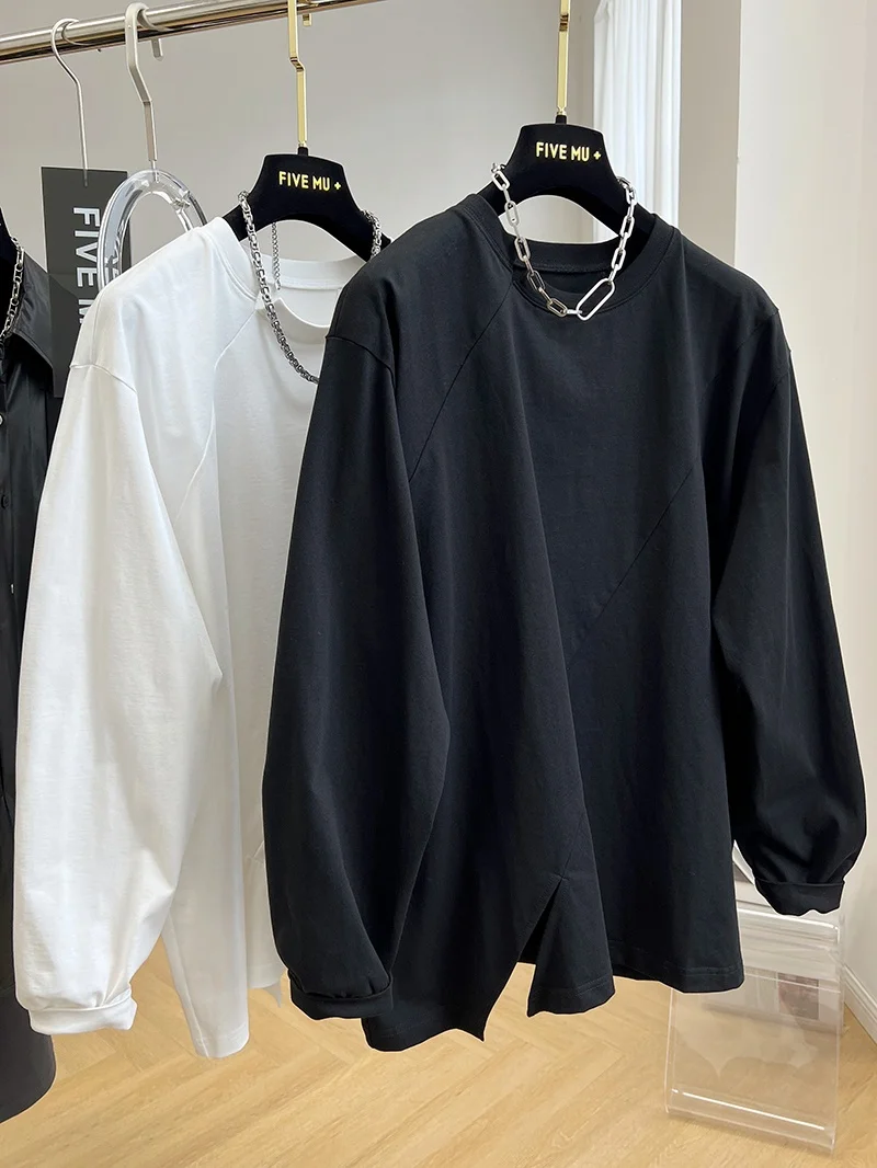 Дизайнерская нишевая Повседневная Свободная рубашка в стиле пэчворк с круглым