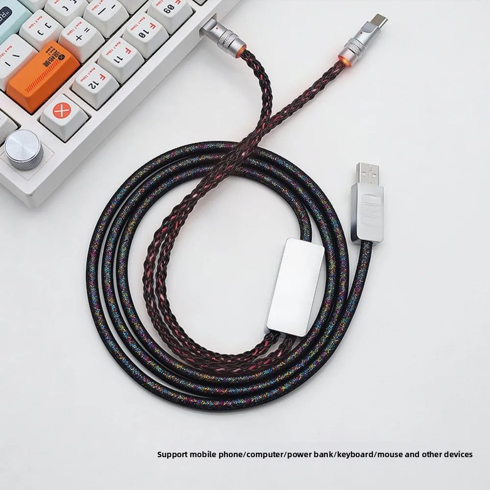 Фото Двойной кабель для клавиатуры и мыши 8K Rate 1-в-2 с двумя разъемами Type-C, RGB-подсветкой и магнитными переключателями, 1.5 метра №3