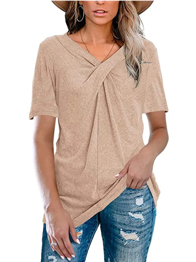 Женская футболка с V-образным вырезом и коротким рукавом |