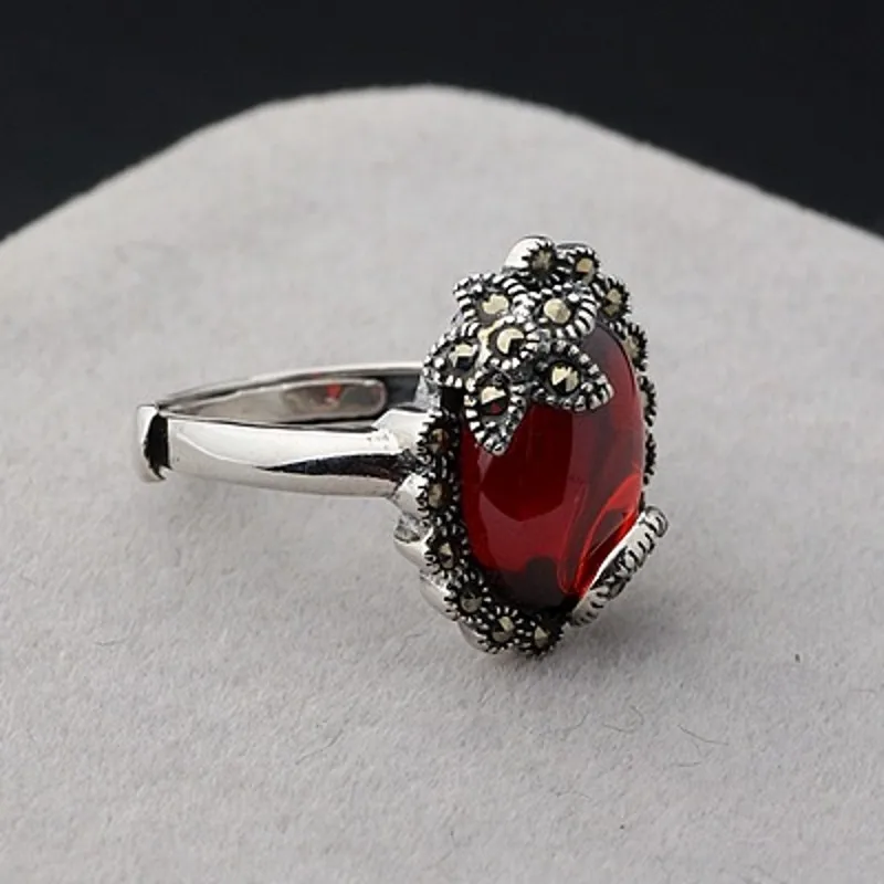 Новинка винтажные женские кольца BOCAI S990 из чистого серебра гранат красный корунд