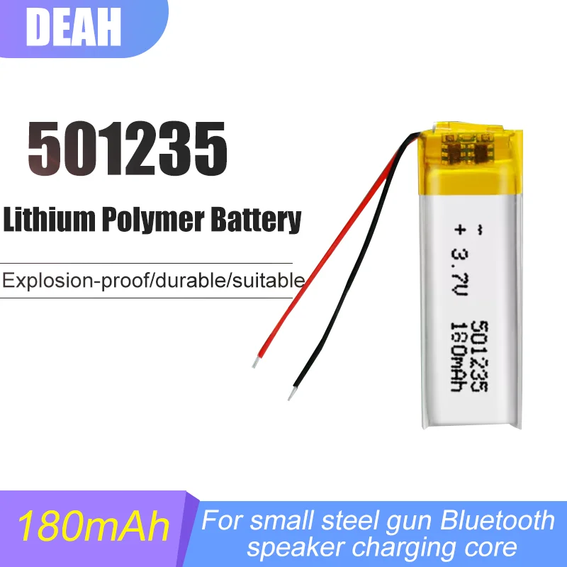 1-4PCS 501235 3.7V Rechargeable Battery For DVD MP3 GPS Tracker Humidifier Massager Camera Power Banks 180mAh Li-Polymer Cell - купить по