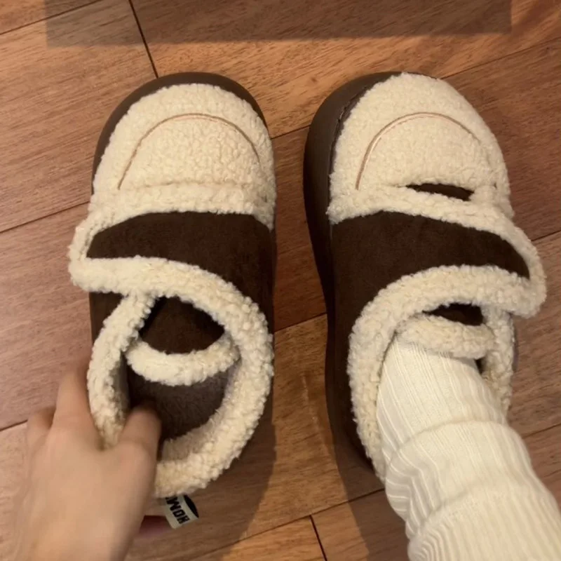 

Winter Shoes Women Low Heels Loafers Fur Clogs Platform Female Footwear Modis Shallow Mouth Comfortable Creepers Dress 2023 New