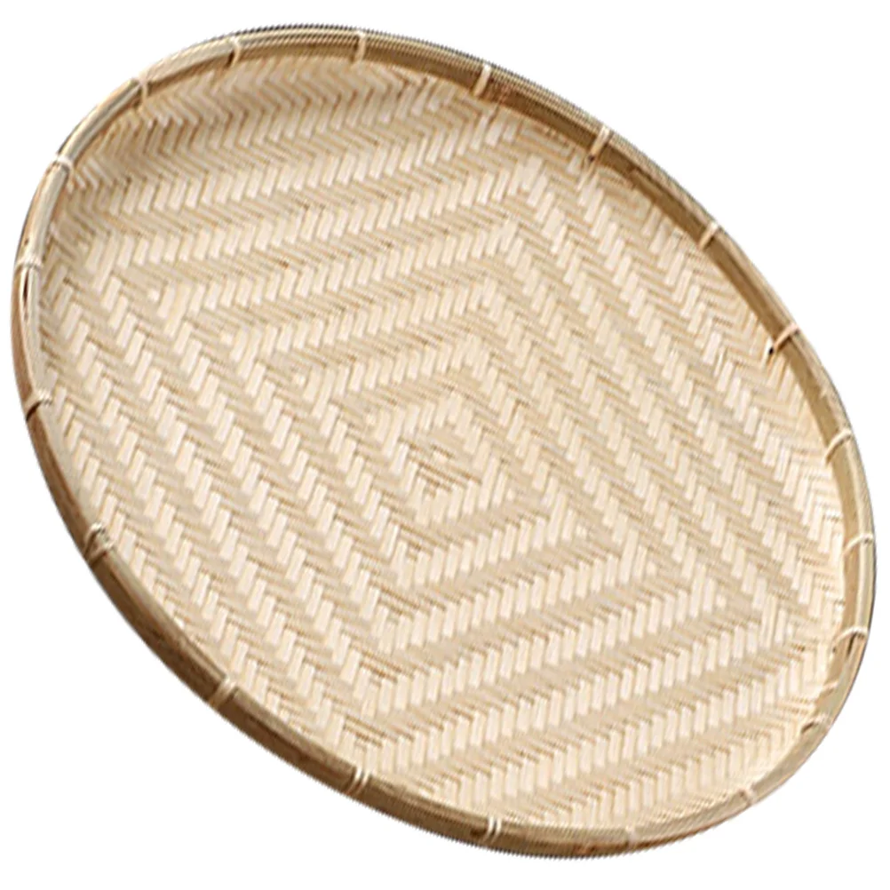 

Drying Dustpan Round Pastry Tray Bamboo Trays Eating Dessert Plate Jute Storage Basket Fruit Woven Snack Editor Chief