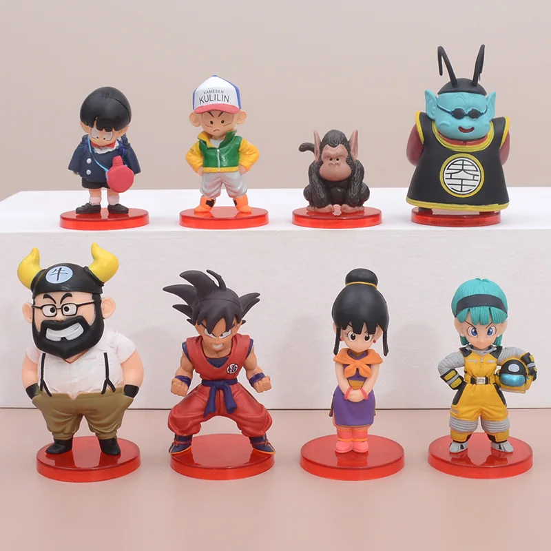 

Мини фигурка DRAGON BALL 8 шт./лот 4-8,5 см, фигурки Goku Chichi Kuririn north Kaio gyumaou, оптовая продажа, ПВХ модели кукол