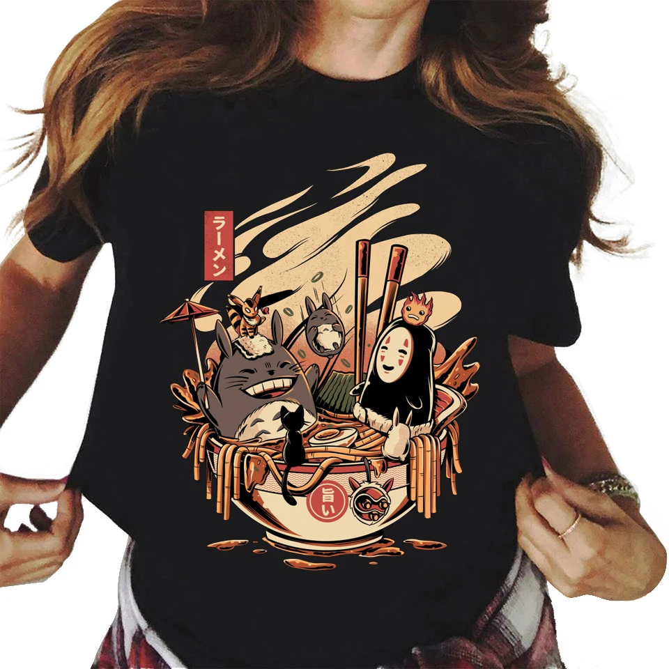 

Casual Women T-shirt Harajuku Oversized Tee Shirts Female Totoro Cute Anime Miyazaki Hayao Kawaii Graphic 90s Unisex Tshirt Tops