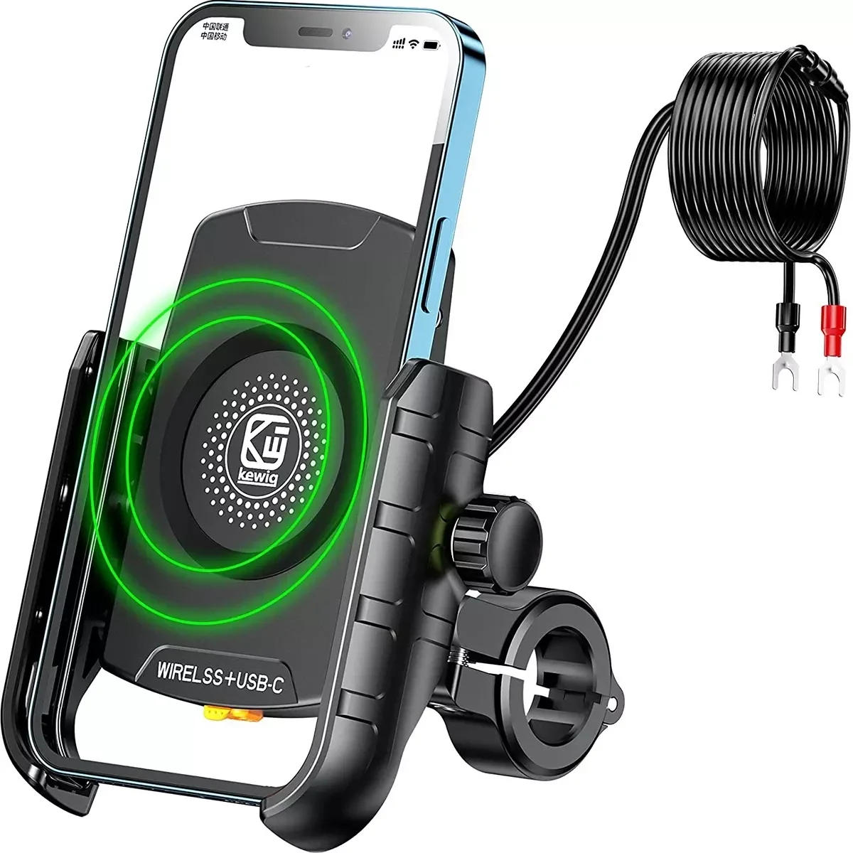

Waterproof Motorcycle Phone Holder QC3.0 USB-C Qi Wireless Charger Mount Phone Stand Mirror USB Charger 360 Support for Moto