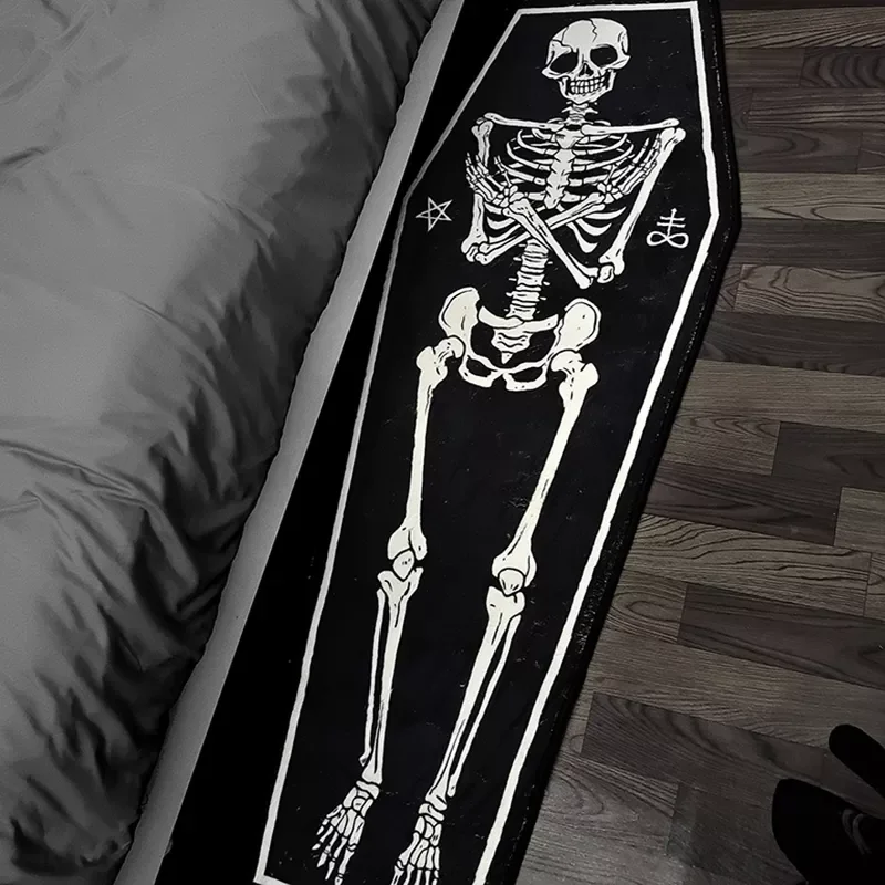 

NEW2023 Gothic Rug Bedroom MatsAnd Bedside Tricky Skeleton Alfombra Tapis De Chambre -Slip Washable