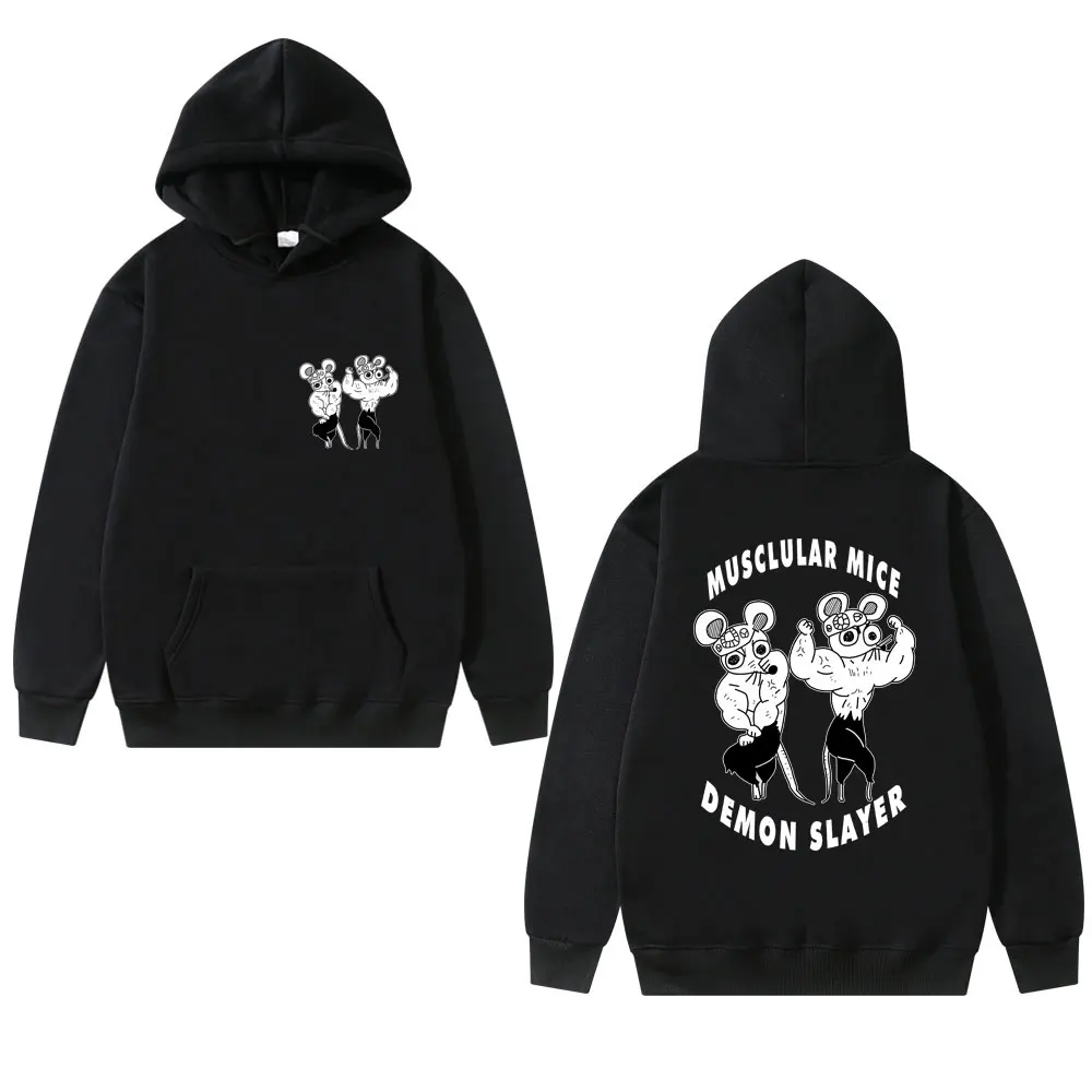 

Funny Anime Demon Slayer Uzui Tengen Mouse Muki Hoodie Ninja Muscular Mice Gym Hooded Sweatshirt Man's Fashion Cool Streetwear