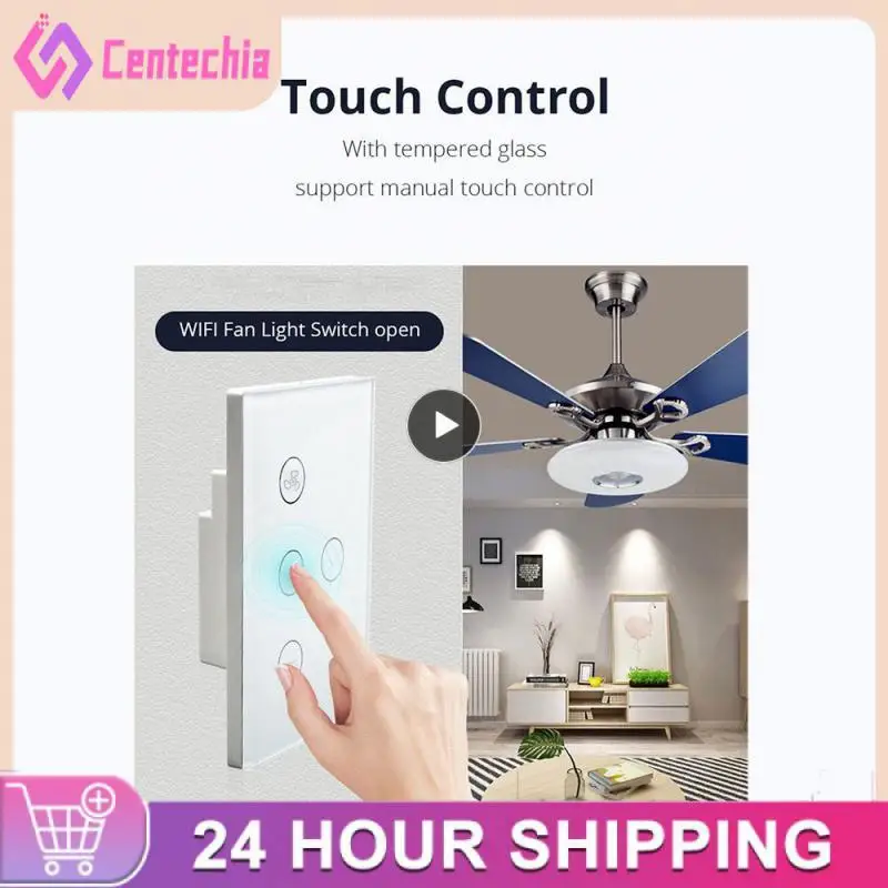 

Timing Lamp Controller Touch Glass Panel Work With Amazon And Google Home Smart Wifi Fan Light Switch App Control Tuya Us