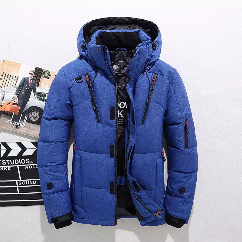 White Duck Down Parka Thick Puffer Stand Thick Hat High Quality Overcoat Fashion Down Men 4XL Warm Men Coat