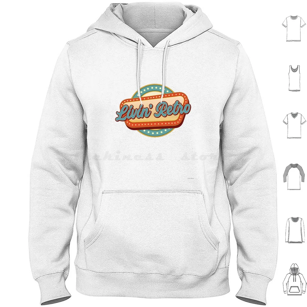 

Livin' Retro Design!-Blue Hoodies Long Sleeve Aesthetic Retro Aesthetic Vintage Aesthetic Retro Vintage Fathers Day
