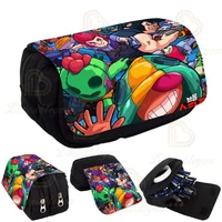 stars print pencil case kids pencil box shoot game canvas stretch double layer large capacity cute school stationery