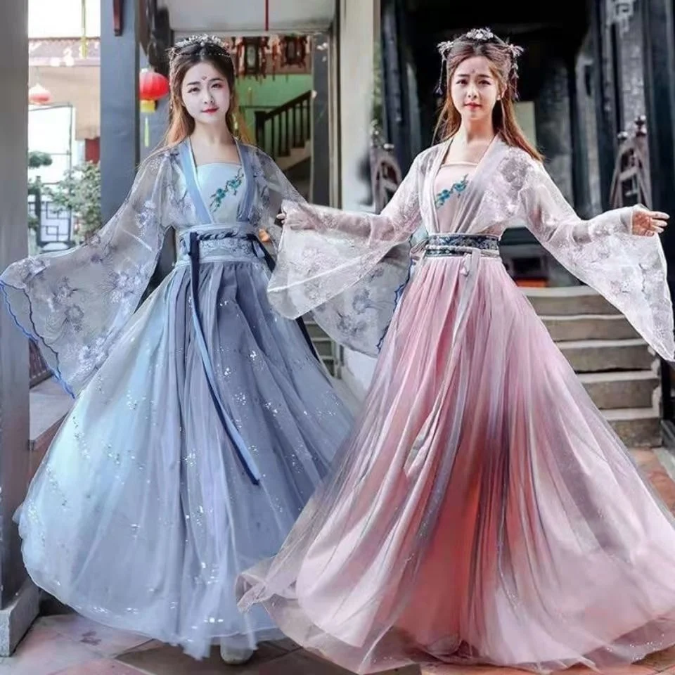 

Ancient Chinese Fashion Traditional Women's Flower Hanfu Dress Beautiful Dance Hanfu Original Princess Tang Dress