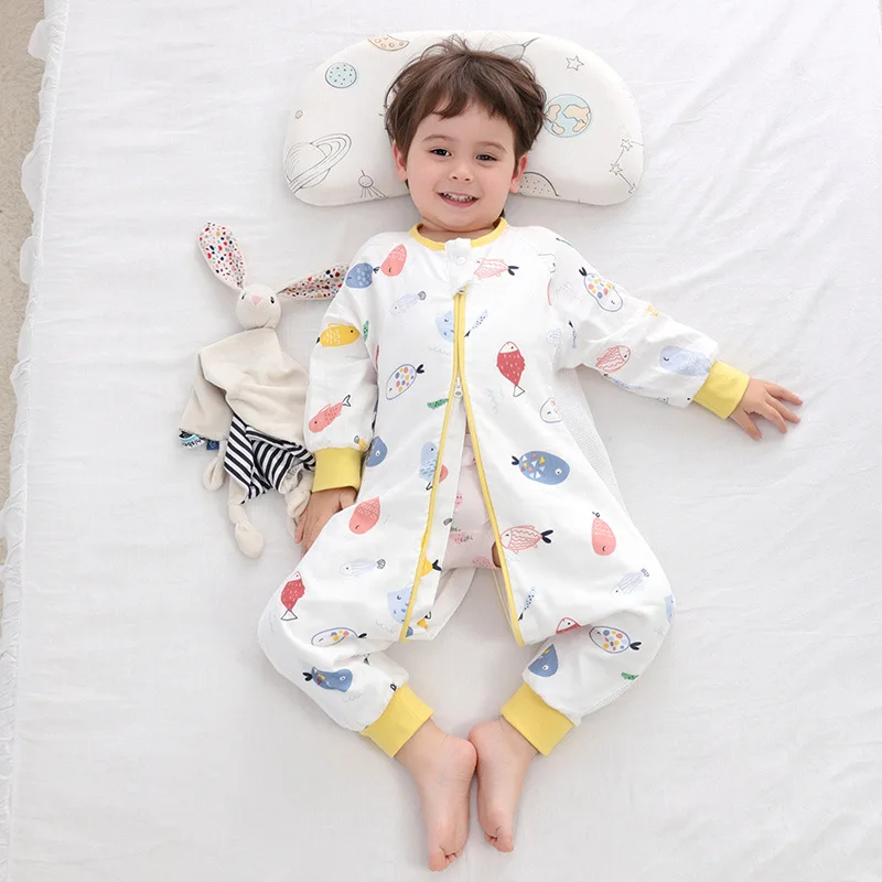 

Toddler Summer Sleeping Bags Newborn Onesie Infant Cotton Pajamas Kids One Piece Bedtime Playsuits Baby Split Leg Sleepsack