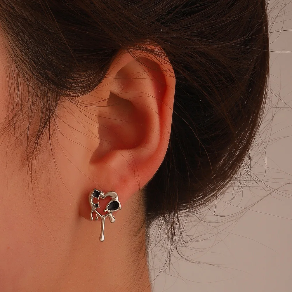 

ZLALHAJA Korean Zircon Earrings For Women Piercing Irregular Heart Shape Waterdrop Stud Earring Accessories 2022 Fashion Jewelry
