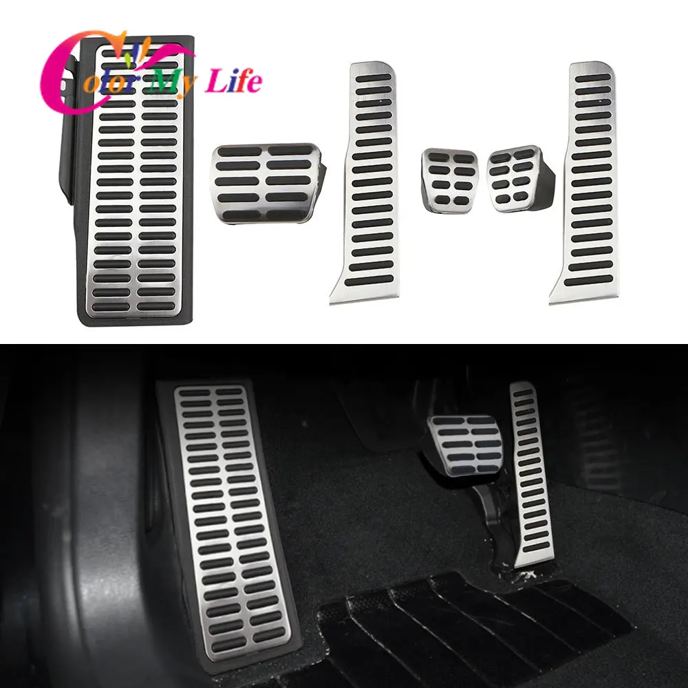 Color My Life Stainless Steel LHD Car Pedals for Volkswagen VW R36 R-line CC Passat B6 B7 for Skoda Superb Gas Brake Pedal Cover