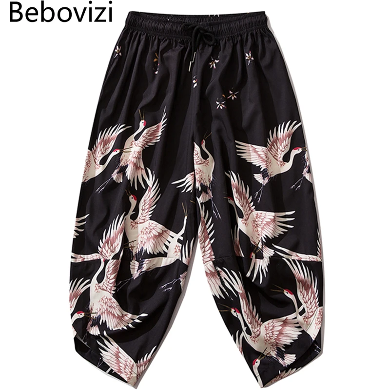 

Men Women Yukata Harajuku Style Cardigan Traditional Loose Crane Trouser Asian Haori Geisha Costume Japanese Kimono Suit Pants