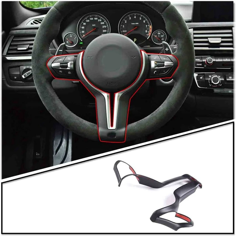 

AU04 -Car Steering Wheel Button Cover Trim For BMW F20 F30 F32 F36 F15 F16 F80 F85 M-Sport Interior Accessories, Matte Black