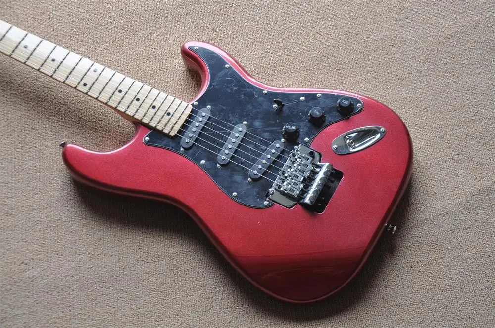 

Chinese guitar factory custom ST Deep metal red electric guitar floyd rose bridge Real photos in stock 331