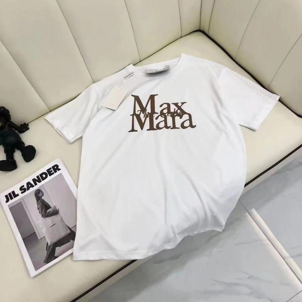 

Новинка 2023 г., Y2K, хлопковая футболка с надписью MaxMara, женская футболка с коротким рукавом, футболка