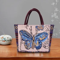 leimande women retro hand weave butterfly elephant printing bohemia ethnic lightweight casual large capacity handbag