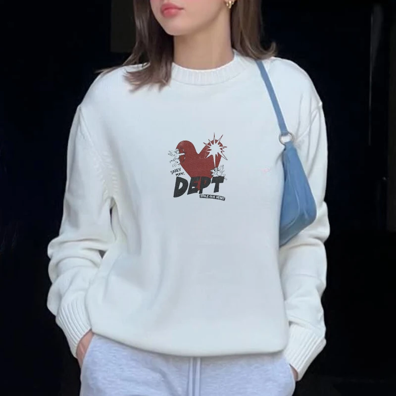 Модный вязаный джемпер с круглым вырезом для женщин осень 2024 свитер длинным