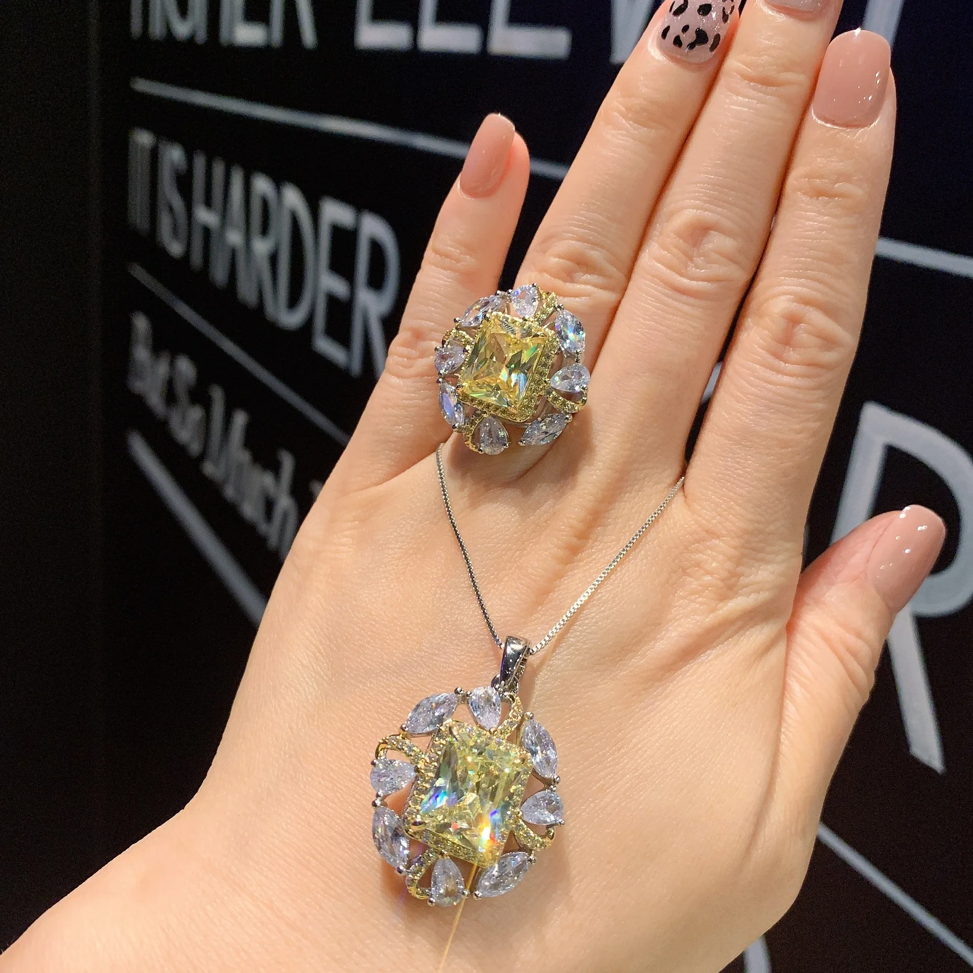 

Ожерелье с подвеской в виде макраме из желтого высокоуглеродистого бриллианта, регулируемое кольцо, женское винтажное ювелирное изделие, подарок на свадьбу, чокер для гостей, оптовая продажа