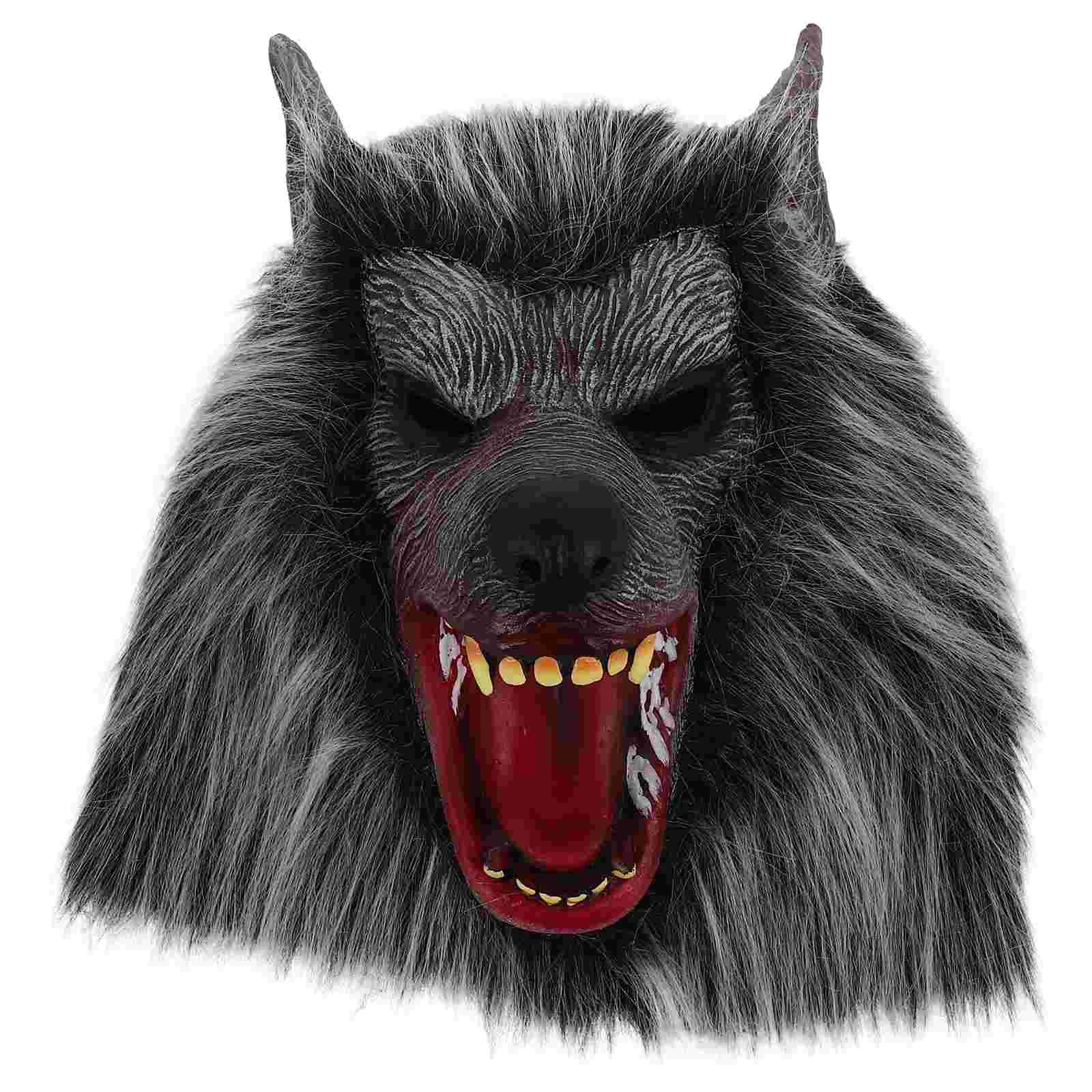 

Halloween Decor Decoration Breathable Mask Wolf Cosplay Latex Eye-catching Prank Full face