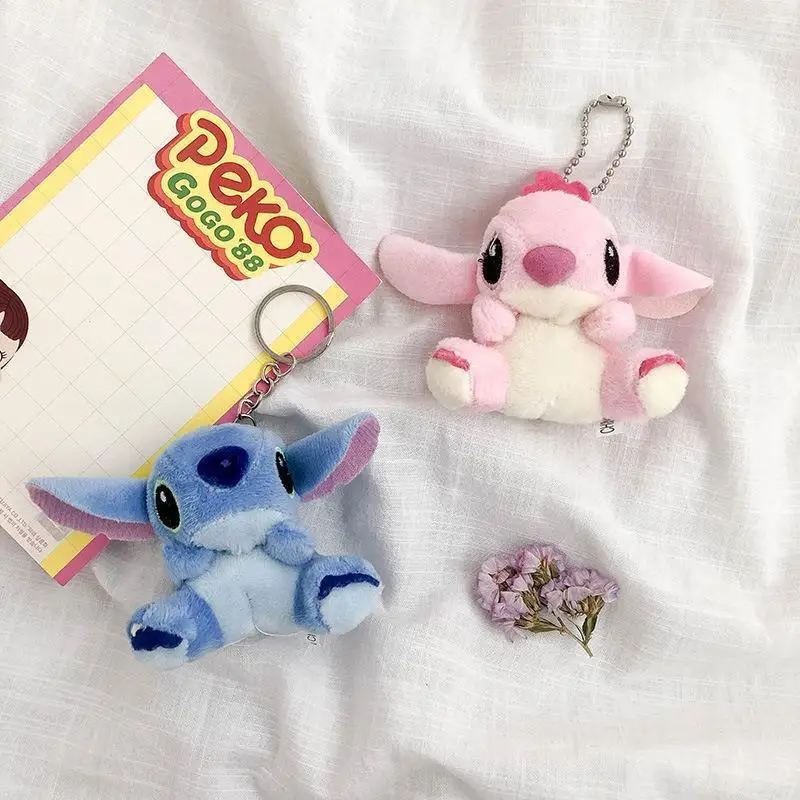 

Disney Stitch Keychains Plush Doll Pendant Kawaii Car Bag Accessories Mini Soft Stuffed Toy Lovely Cartoon Figure Keyrings