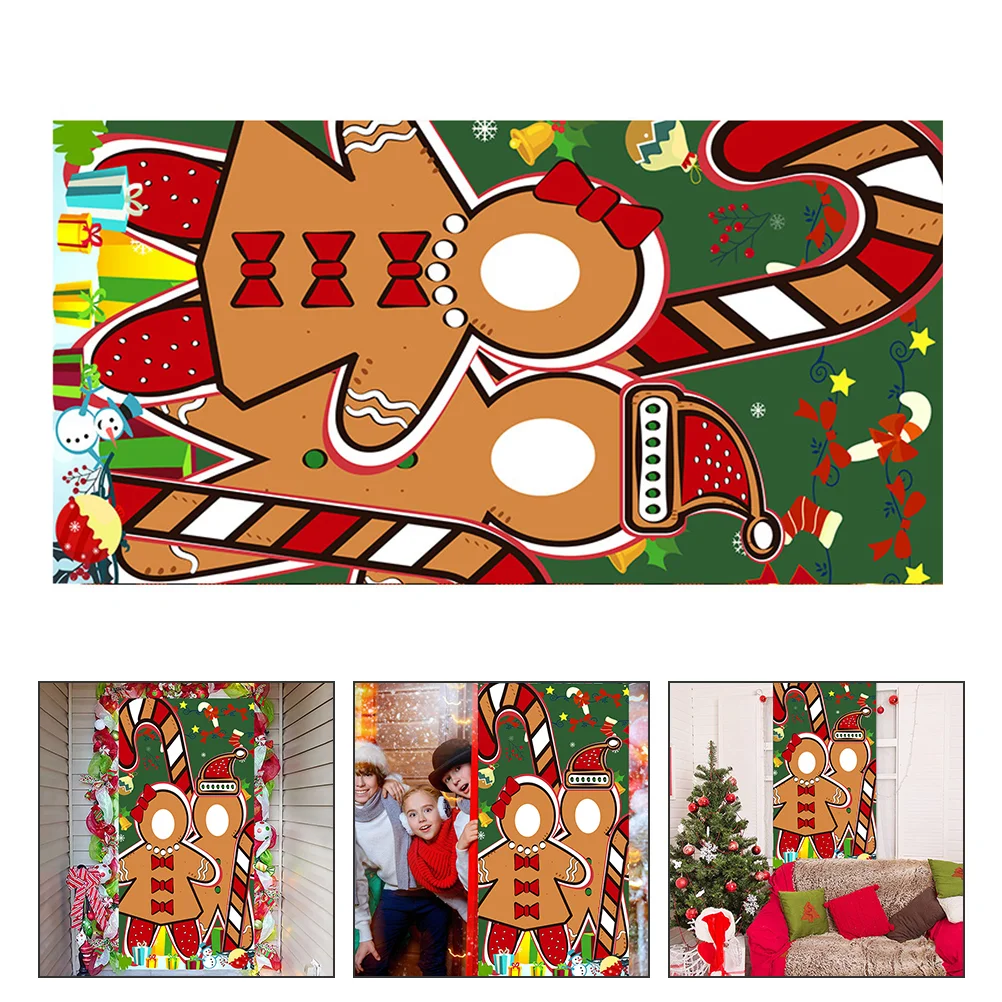 

Christmas Banner Party Photo Face Holeprop Yard Backdrop Man Gingerbread Scene Holiday Favor Frame Supply Giftkit Props Stand