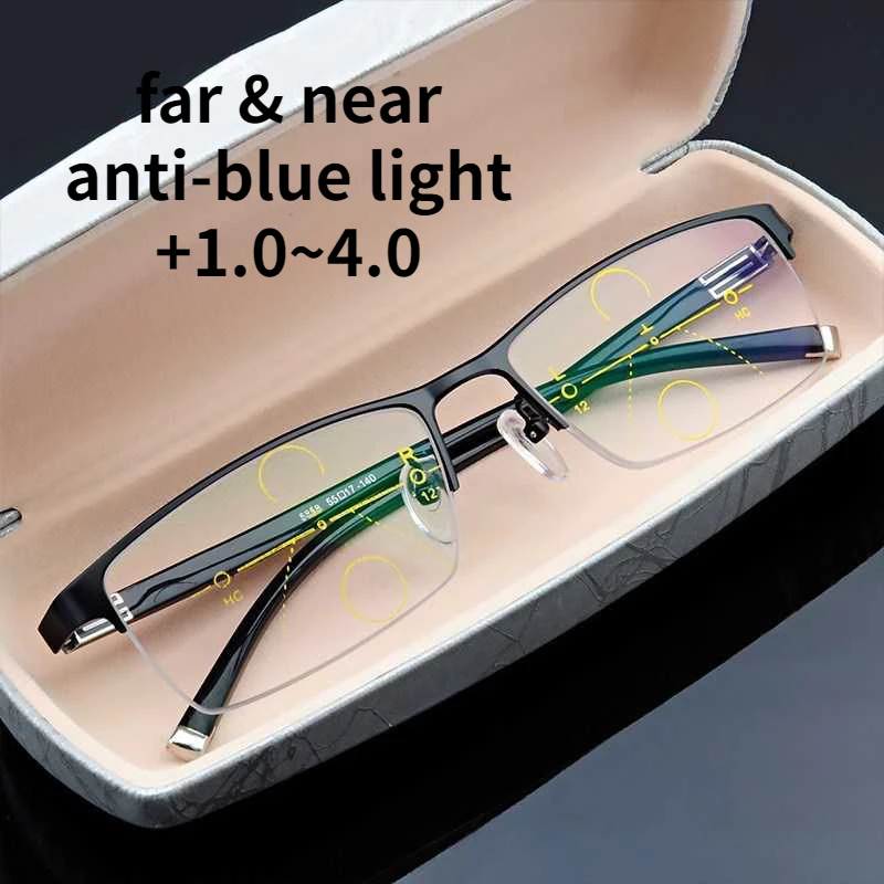 

Business Style Bifocal Reading Glasses Women Men Progressive Vision Adjustment Eyeglasses Converted Light Multifocal +1.0 TO+4.0