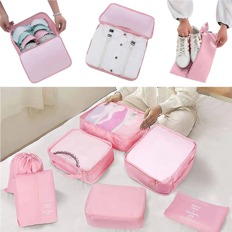 

9 Pieces Travel Bag Organizer Clothes Shoe Bags Travel Organizer Traveling Compression Packing Cubes Suitcase Luggage Organizers