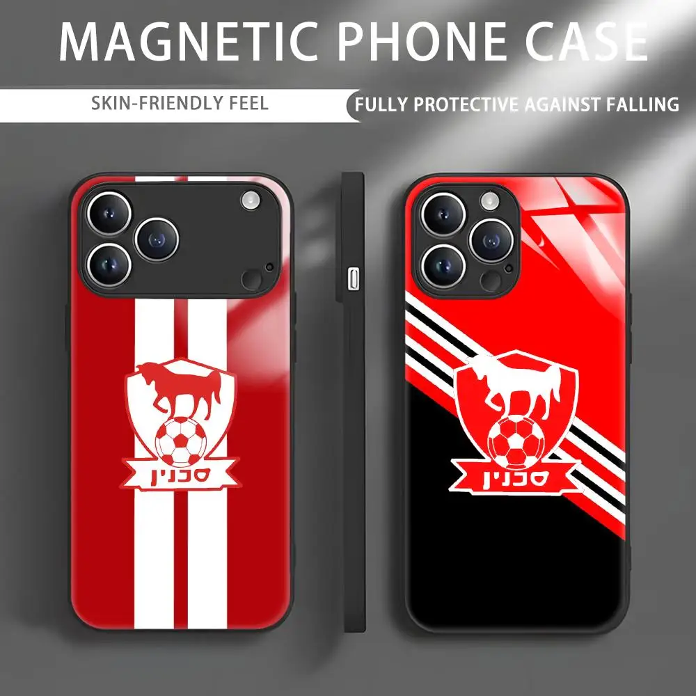 Фото Израильский чехол Bnei Sakhnin для iPhone 18 17 16 15 14 13 12 11 Plus Mini Pro Max, стеклянный магнитный чехол для телефона. №1