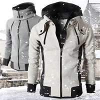 sweatshirts hooded casual zipper hoodies male fashion slim solid jackes patchwork outerwear brand clothing 3xl 2022 spring mens