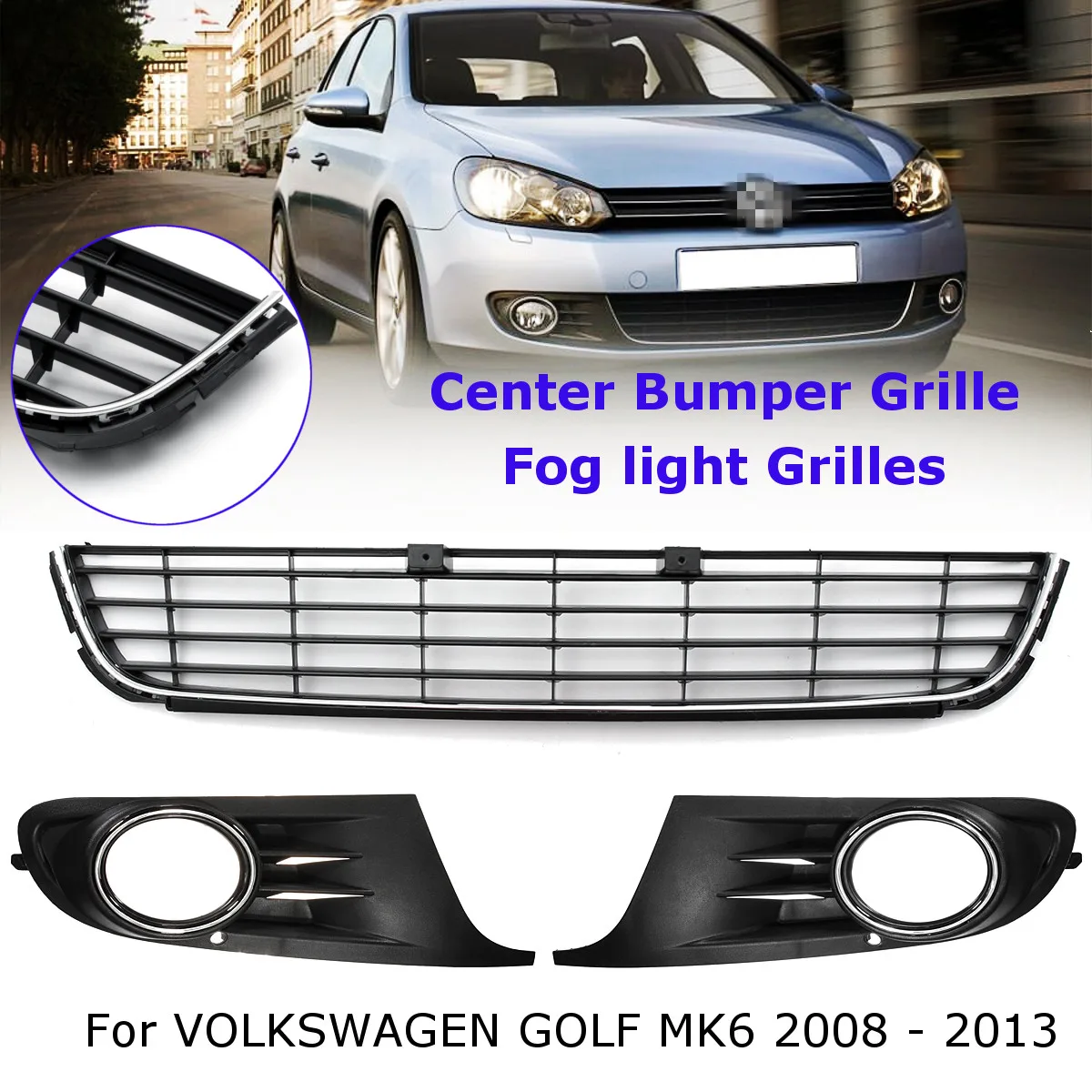 

Передняя и нижняя решетка для автомобиля, Черная решетка для VW Golf MK6 2008 2009 2010 2011 2012