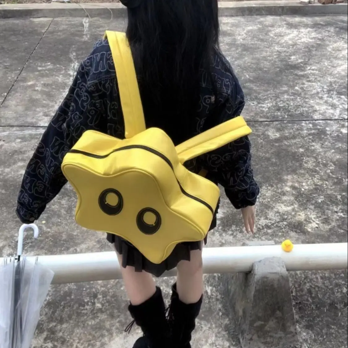 

Жёлтый рюкзак Лолита с большими глазами и звездами из ПУ кожи, сумка, женская сумка, подарок для девушки