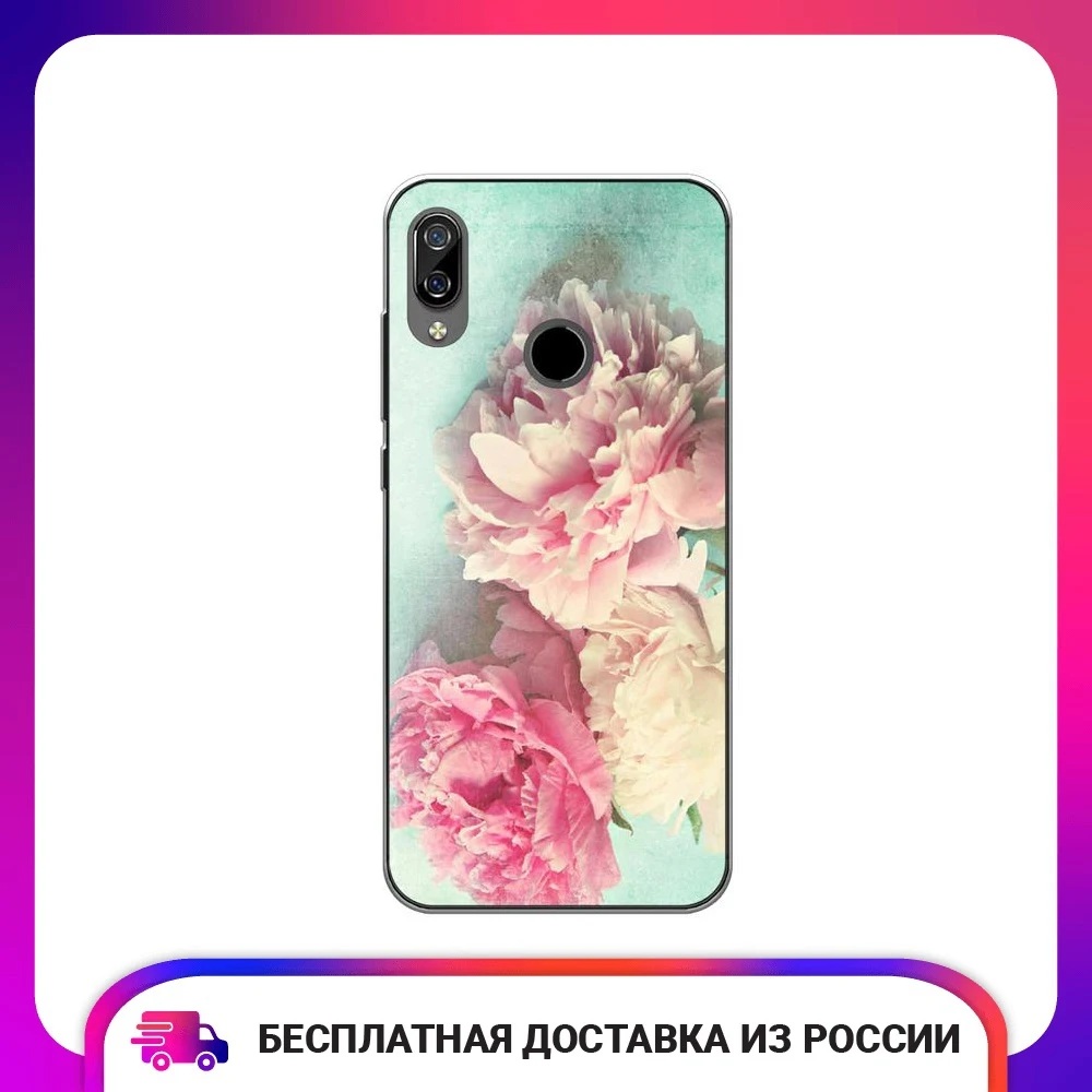 Чехол для BQ 6040L Пионы new силиконовый тонкий мягкий защитный чехол-накладка с