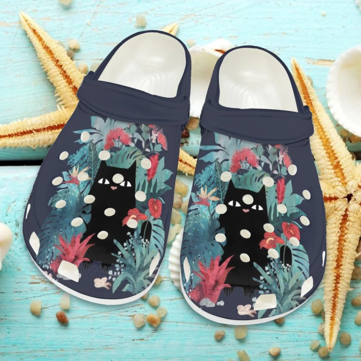 

Fashion Cartoon Kitten Flower Pattern Print Slippers for Women Summer EVA Light Comfort Sandals Outdoor Beach Wading Hole Shoes