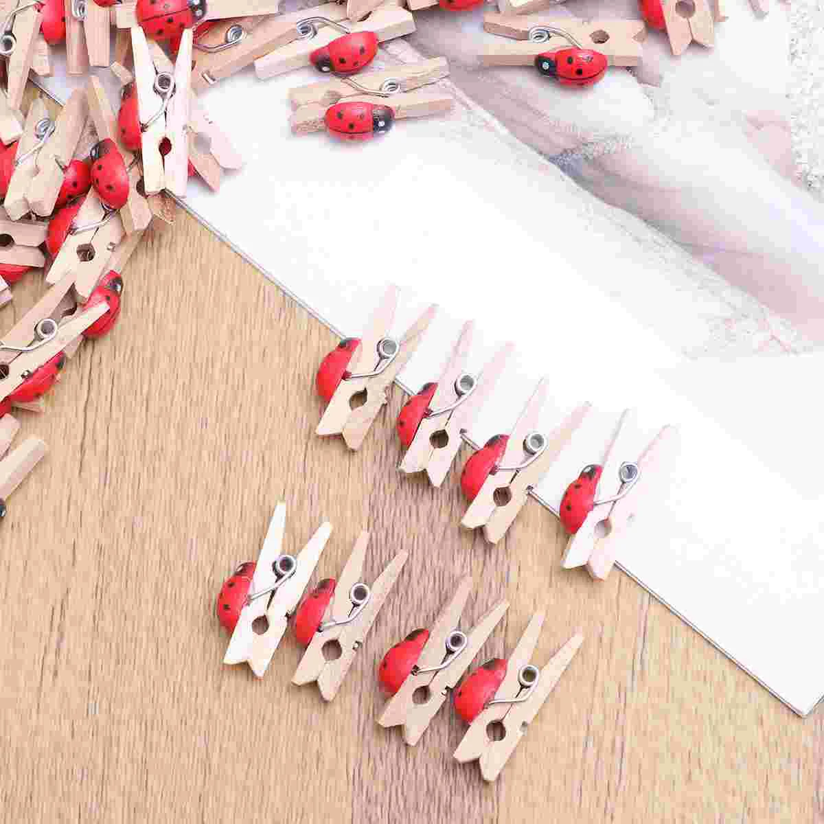 

100 Pcs Red Clothespins Small Clothes Pegs Decorative Clip Mini Pegs Photos Bamboo Lovely Photo Clip