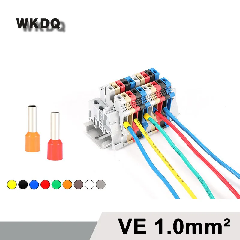E1008 E1010 E1012 изолированный терминал 1000 шт. 1 мм² 18AWG медные электрические трубчатые обжимные соединители VE1008 холодные зажимы