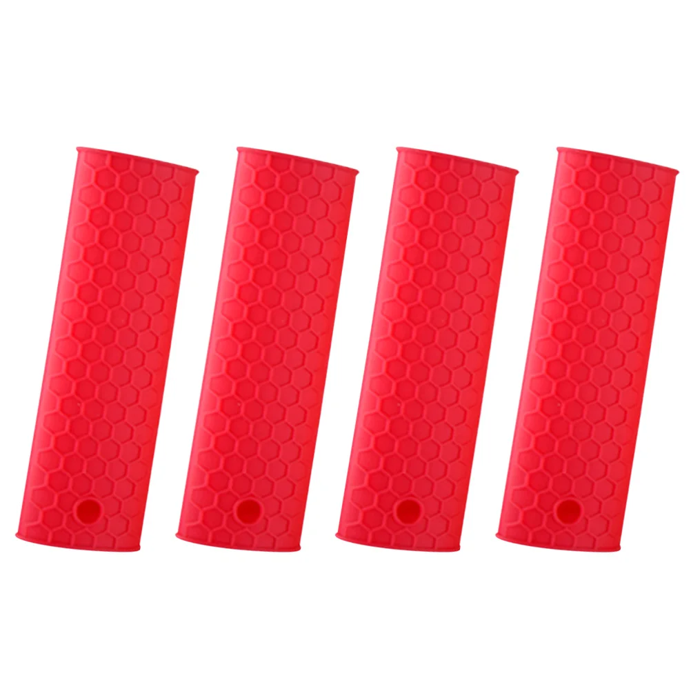 

4 Pcs Silicone Holders Cast Iron Handle Grips Pot Skillet Cover Rubber Sleeve Earrings