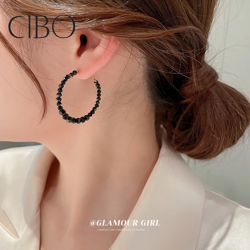 

Silver Needle Diablo Crystal C-shaped Earrings Dongdaemun Niche Ins Personality Earrings Temperament Earrings Wholesale Female