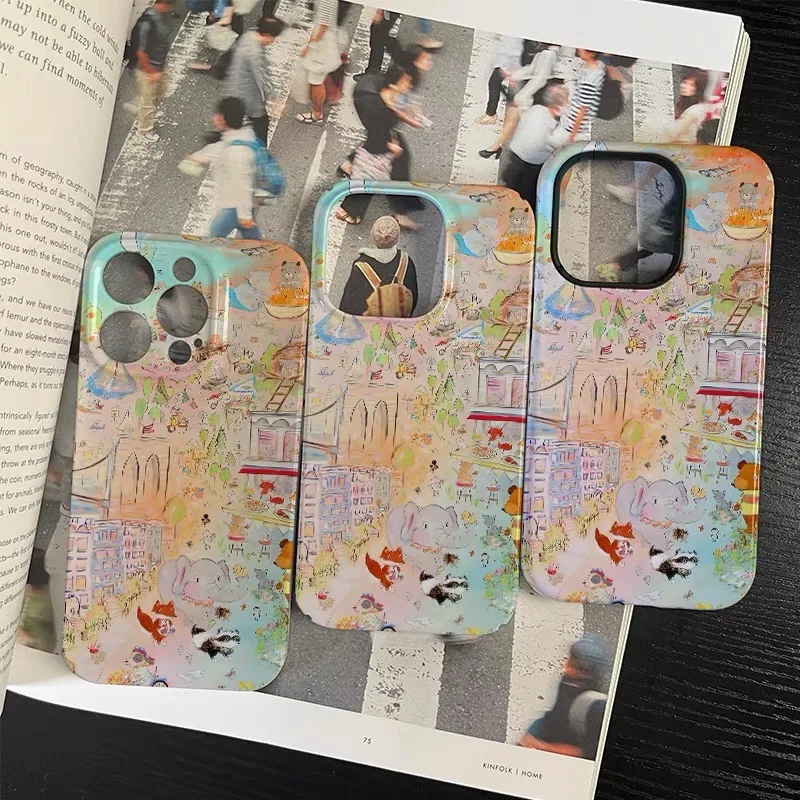 Чехол Illustration Art of Animal Park для iPhone 16 15 14 PLUS 13 Pro Max 12 11 XR противоударный защитный