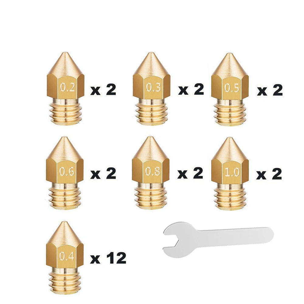 

25PCS 3D Printer Nozzles MK8 Extruder Nozzles 0.2mm 0.3mm 0.4mm 0.5mm 0.6mm 0.8mm 1.0mm for Makerbot Creality CR10 Ender 3 5