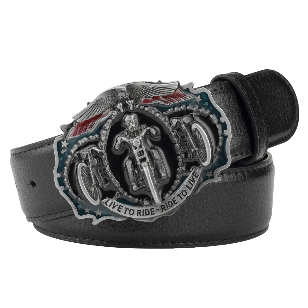 Men's Motorcycle Buckle Decorative Retro Belt Cowboy