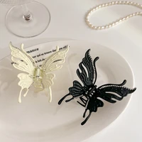 hollow out butterfly crab hair clip for women girl hair claw vintage metal silver color hairpin jewelry accessories