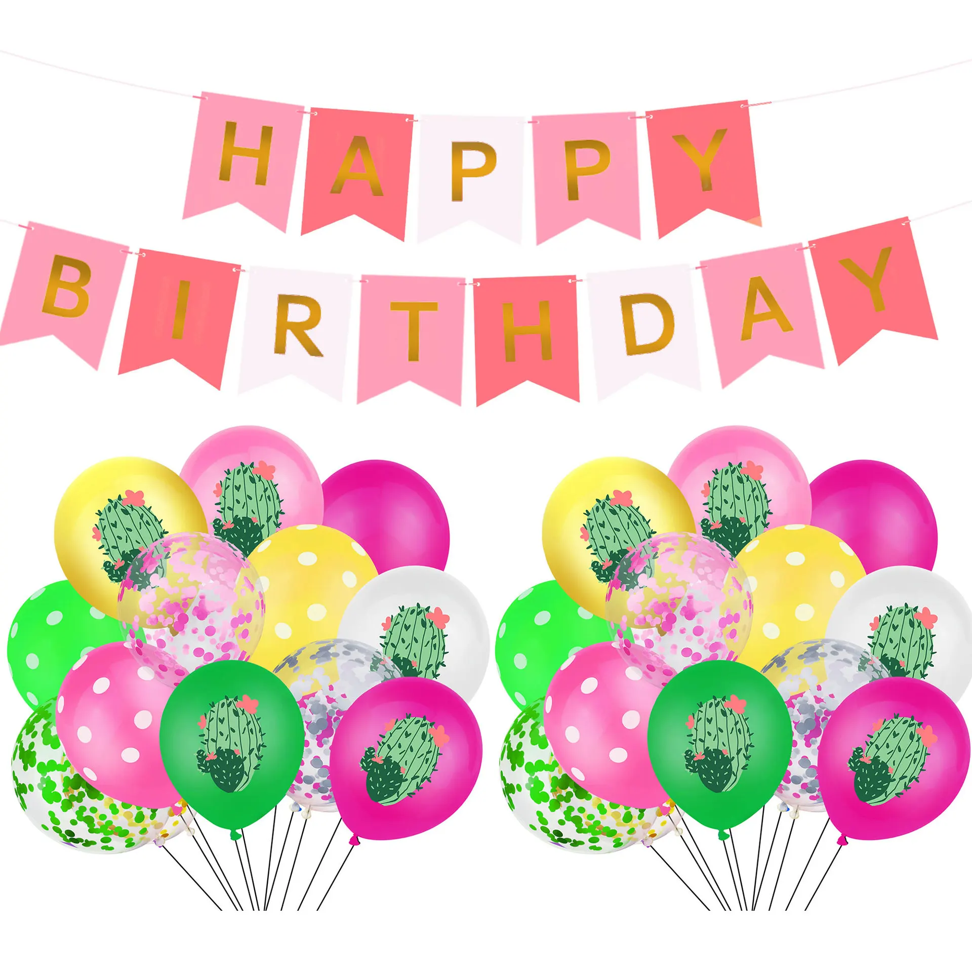 

CHEEREVEAL 12 Inch Hawaiian Balloon Set Happy Birthday Banner Polka Dot Confetti Balloons Summer Beach Birthday Party Decoration