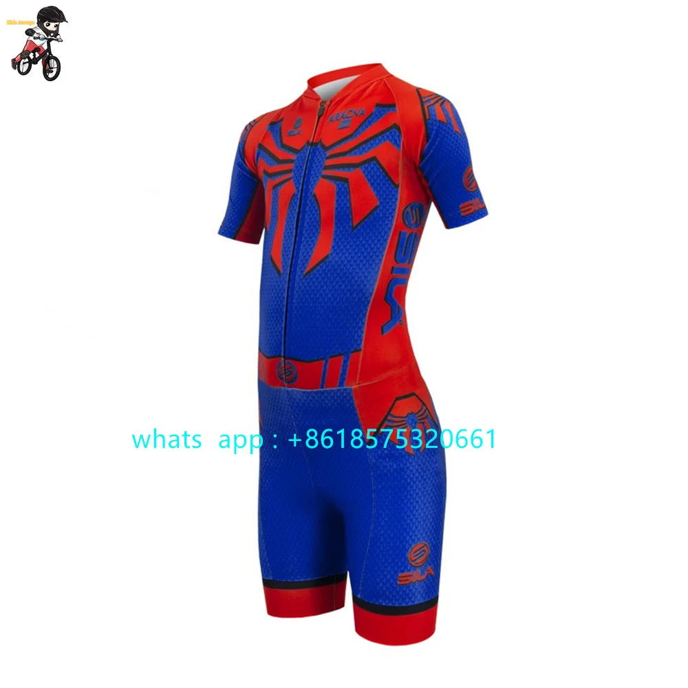 

Sila Kids Summer Short Sleeves Fast Roller Skate Clothing Bicycle Pro Team Racing Suit Inline Speed Roller Skating Suit Jumpsuit