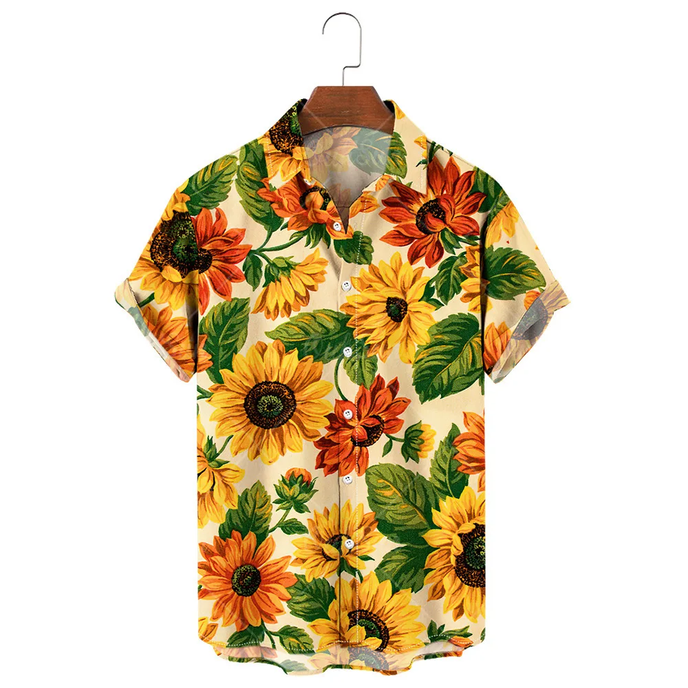 Flowered Shirts for Men Clothing Oversize Gothic Clothes Hawaiian Shirt Man Summer 2023 Trend Incerun Mens Work Shirts Top Male
